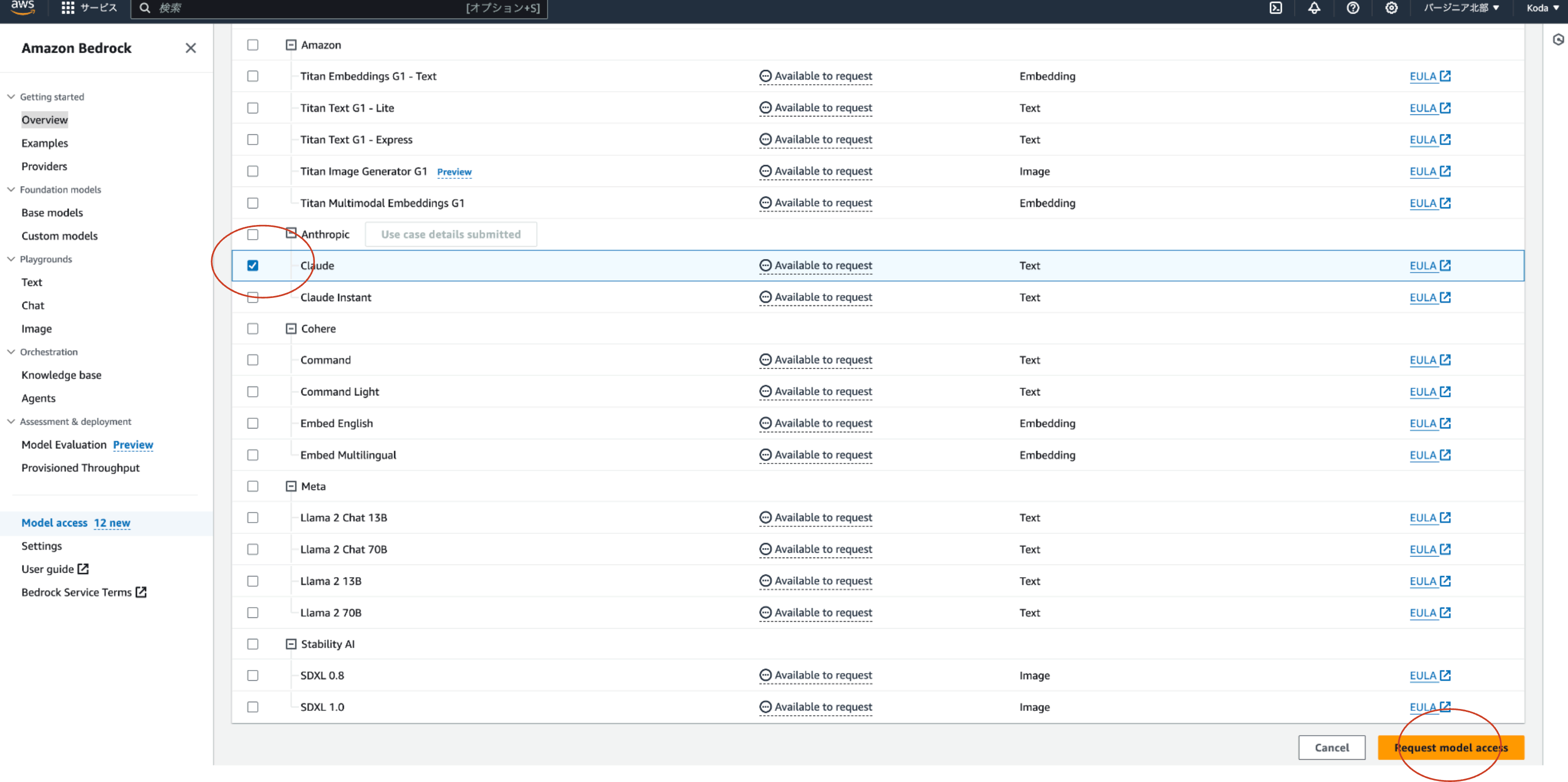 Request model access